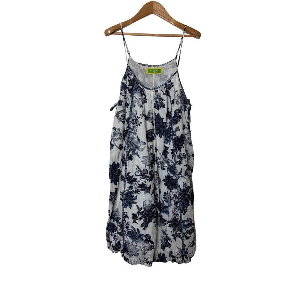 Bleifrei Womens Floral Camisole Top Blue White Boho Lace Trim Tie Side One Size